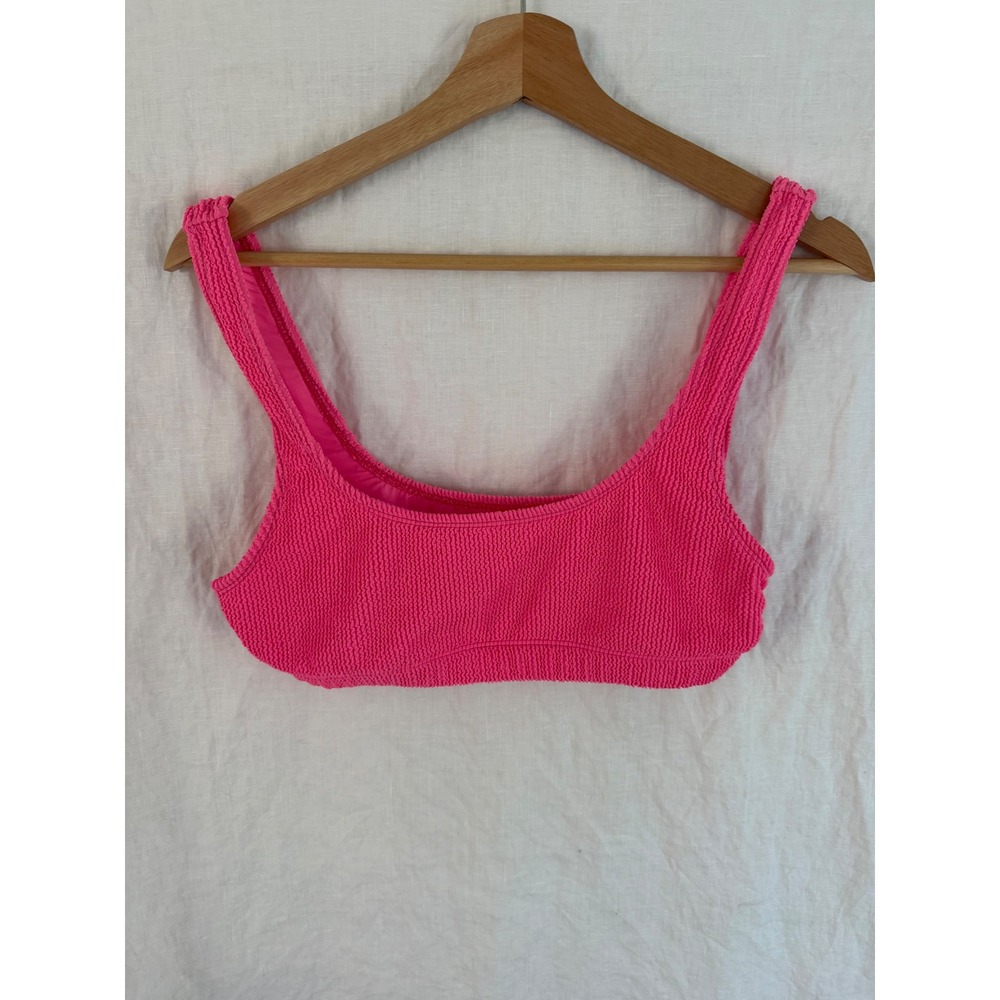 Good American Bikini Top Womens Pink Crinkle Scoop Neck Size 3/4 L/XL